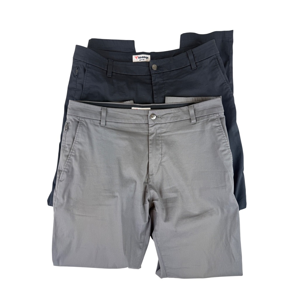 Birddogs Chino Pants Mens 34x32 Navy Grey 2 Pack Stretch Tech Golf Trousers